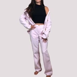 MCM Fleece Gold Trim Pastel Pink Sweatsuit Pants